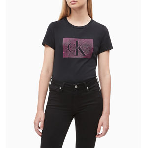 Calvin Klein dámské černé tričko Monogram - S (099)
